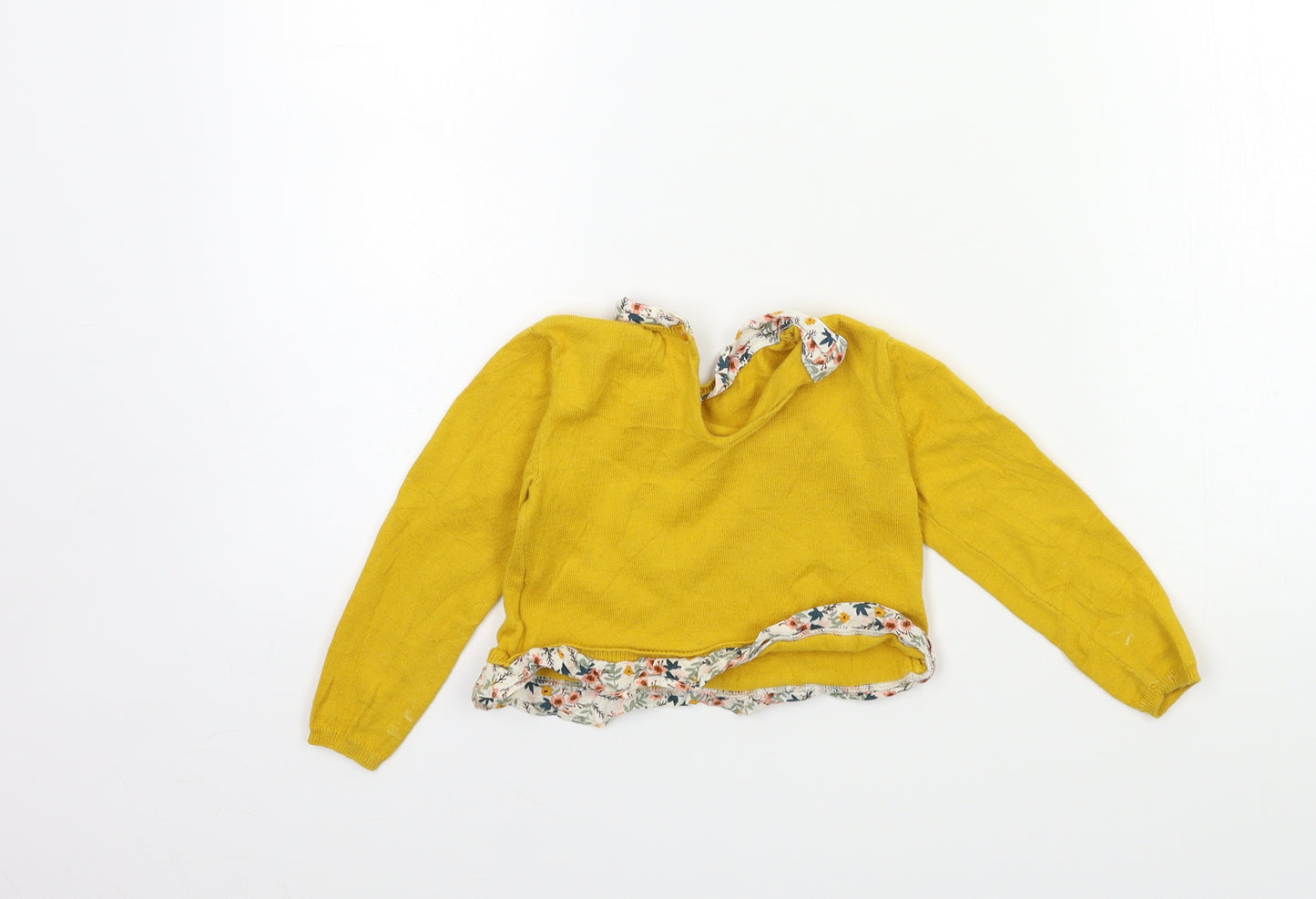 H&M Girls Yellow  Knit Pullover Jumper Size 3-4 Years