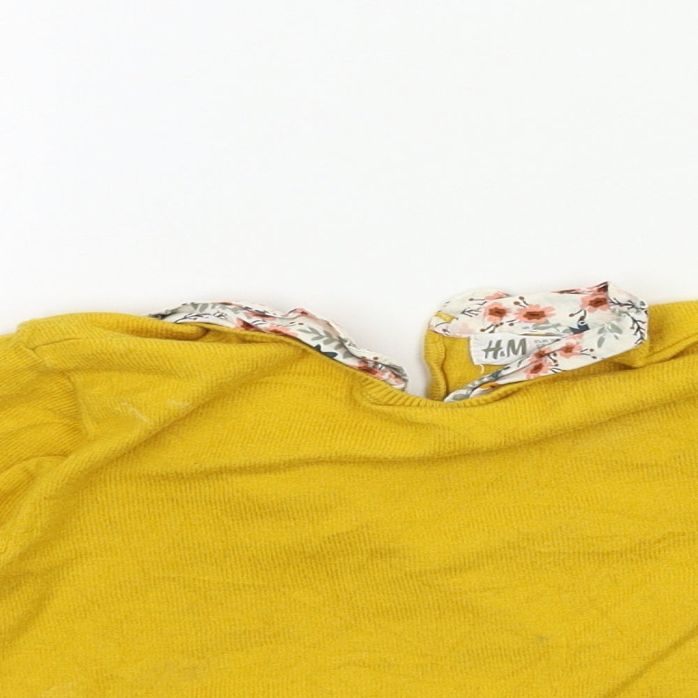 H&M Girls Yellow  Knit Pullover Jumper Size 3-4 Years