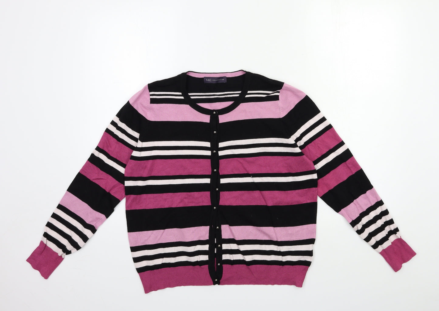 Marks and Spencer Womens Pink Striped Knit Pullover Jumper Size 16