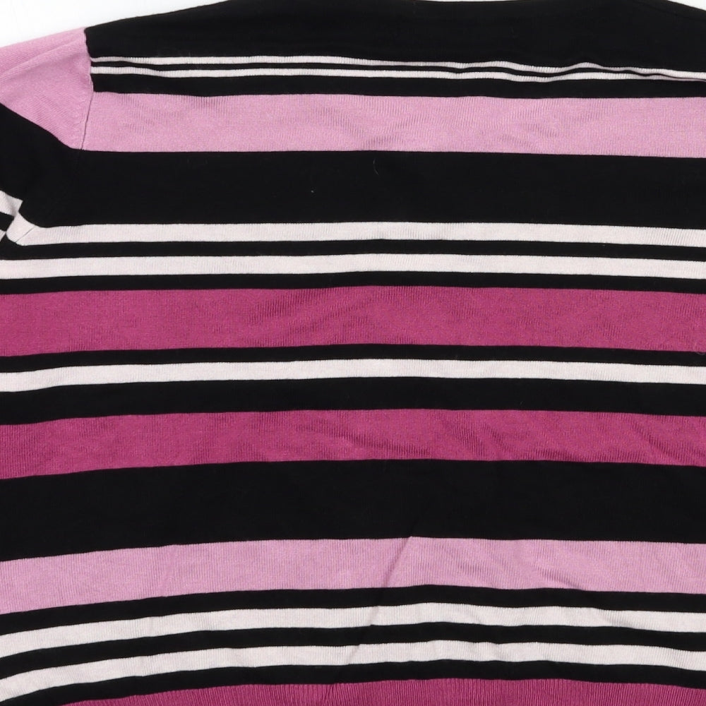Marks and Spencer Womens Pink Striped Knit Pullover Jumper Size 16