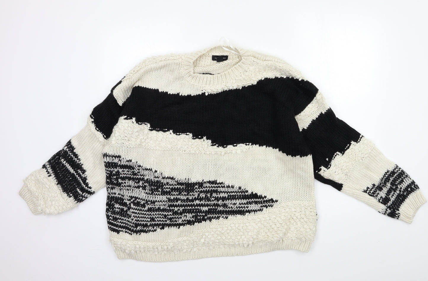 New Look Womens Black Striped Knit Pullover Jumper Size M
