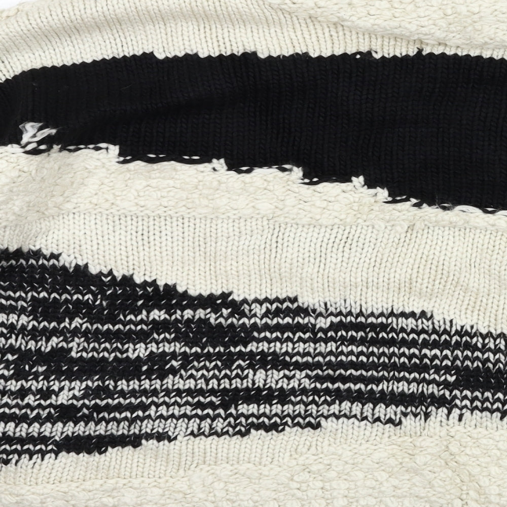 New Look Womens Black Striped Knit Pullover Jumper Size M