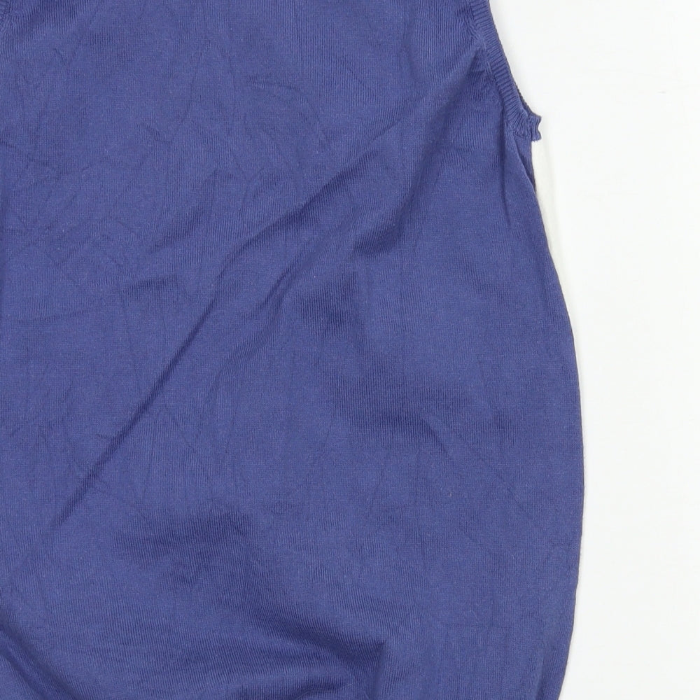 Benneton  Mens Blue Herringbone  Vest Jumper Size M