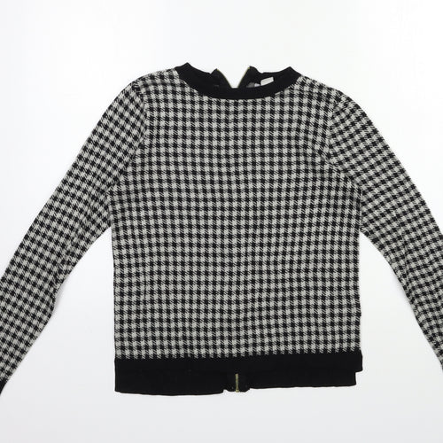 H&M Womens Grey Check Knit Pullover Jumper Size S