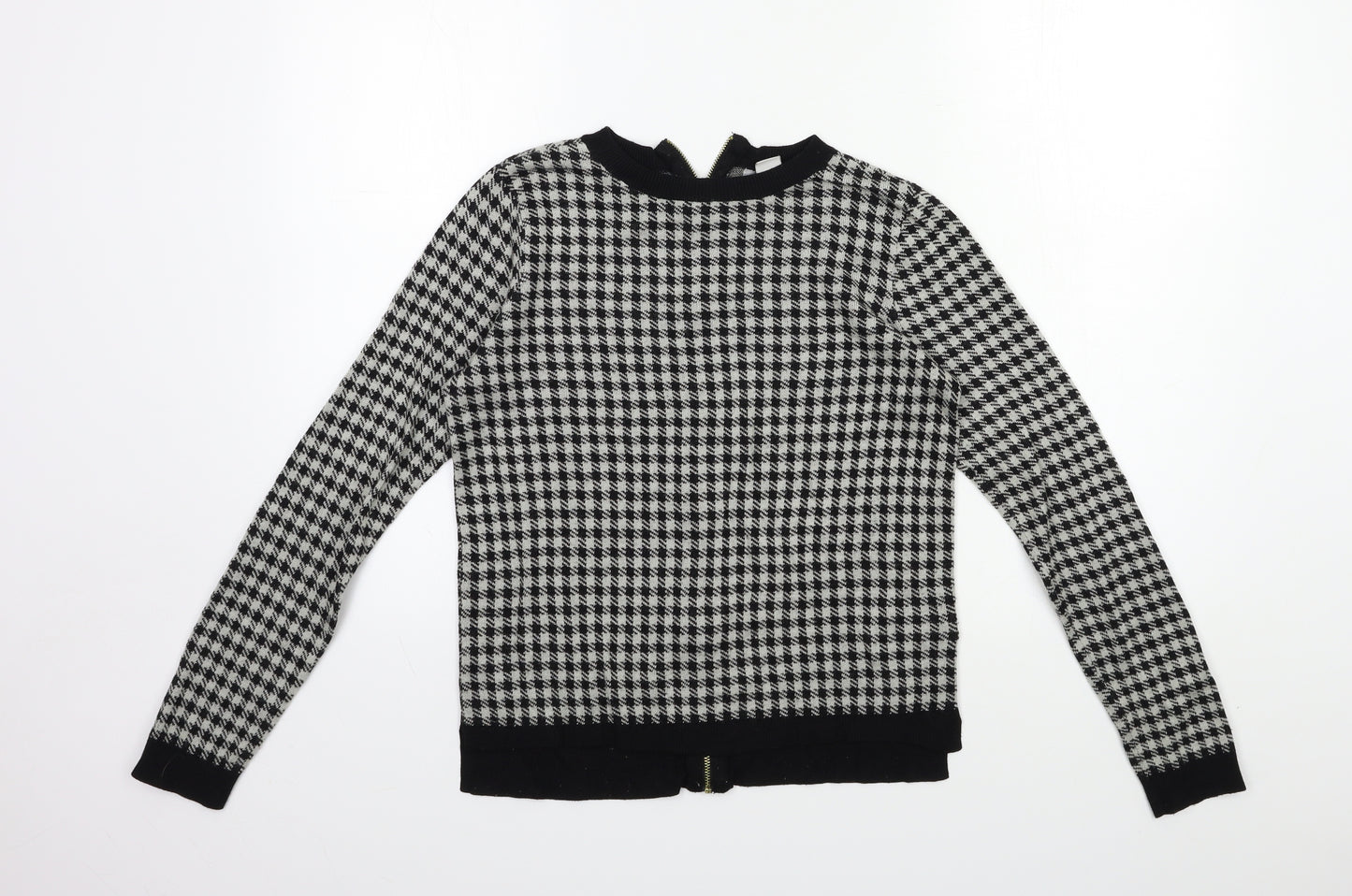 H&M Womens Grey Check Knit Pullover Jumper Size S
