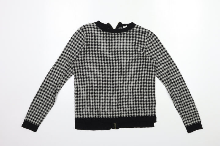 H&M Womens Grey Check Knit Pullover Jumper Size S