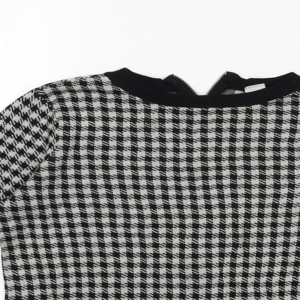 H&M Womens Grey Check Knit Pullover Jumper Size S