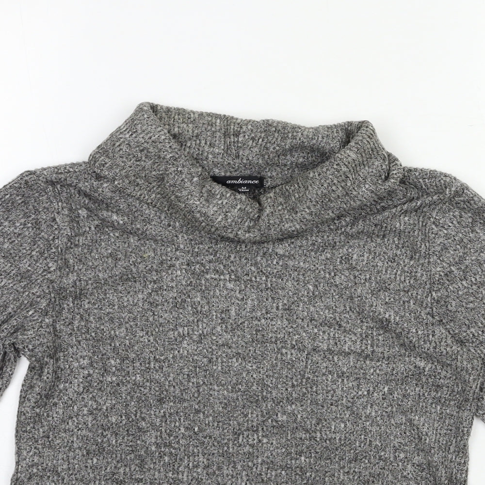 Ambiance Womens Grey  Knit Pullover Jumper Size M