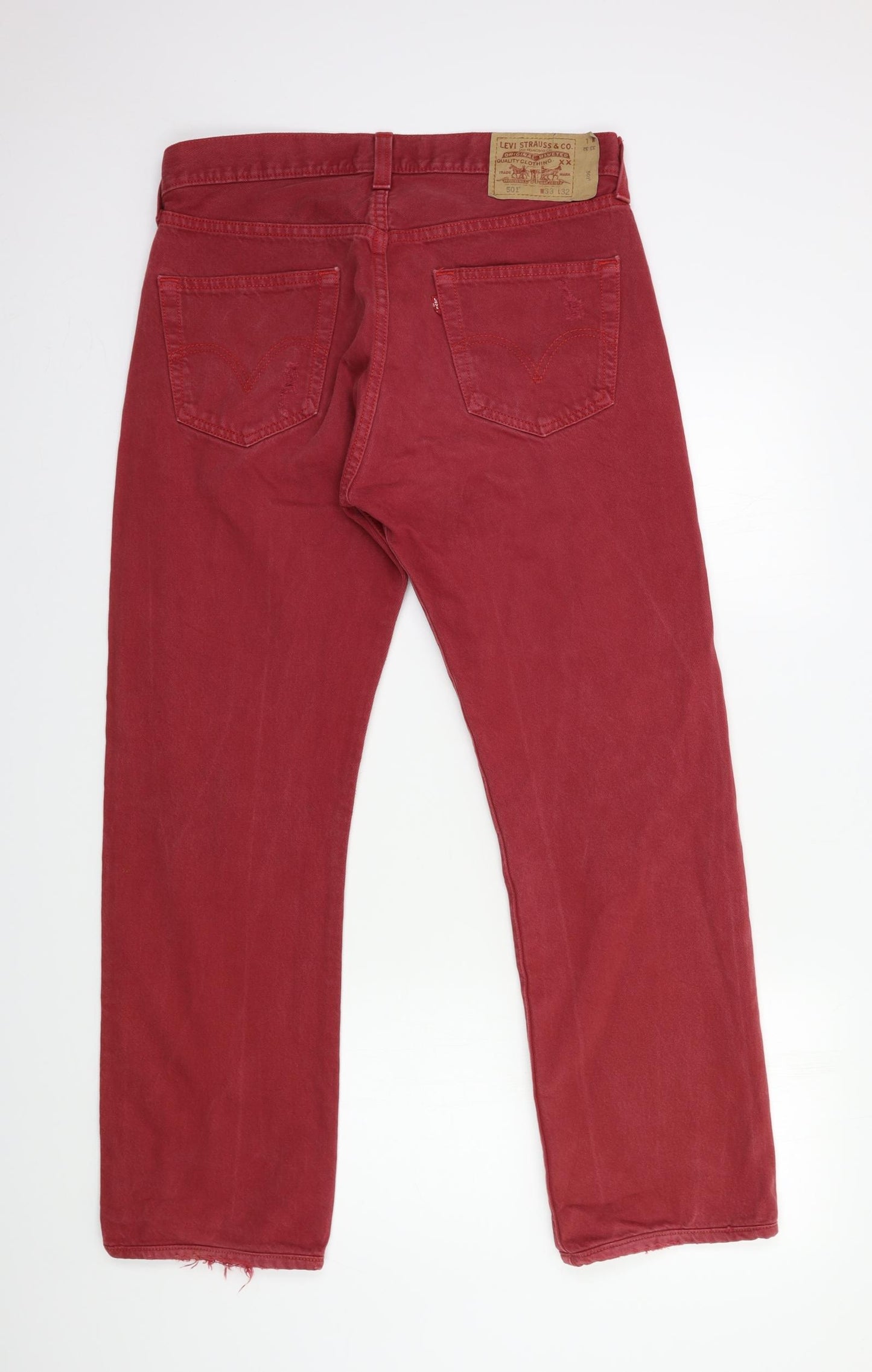Levi's Mens Red  Denim Straight Jeans Size 33 in L32 in