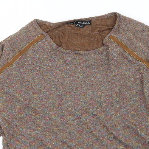 Millenium Womens Brown  Knit Basic T-Shirt One Size