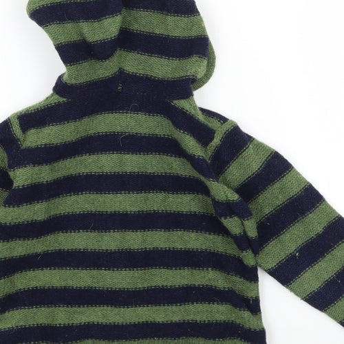 Strawberry Faire Boys Green Striped Knit Full Zip Hoodie Size 2 Years