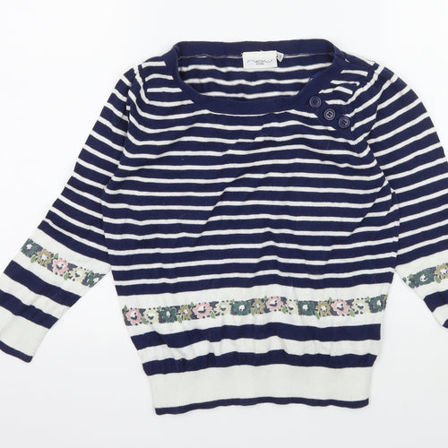 New Look Womens Blue Striped Knit Pullover Jumper Size 12