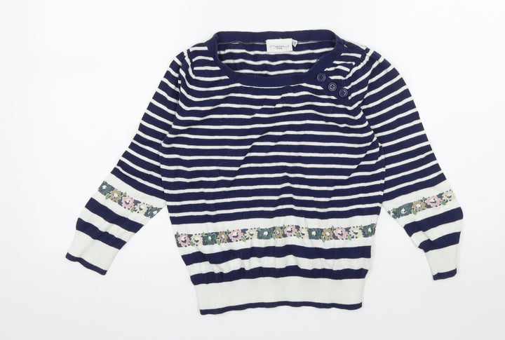 New Look Womens Blue Striped Knit Pullover Jumper Size 12