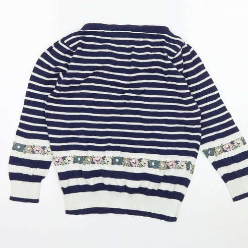 New Look Womens Blue Striped Knit Pullover Jumper Size 12