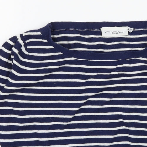 New Look Womens Blue Striped Knit Pullover Jumper Size 12