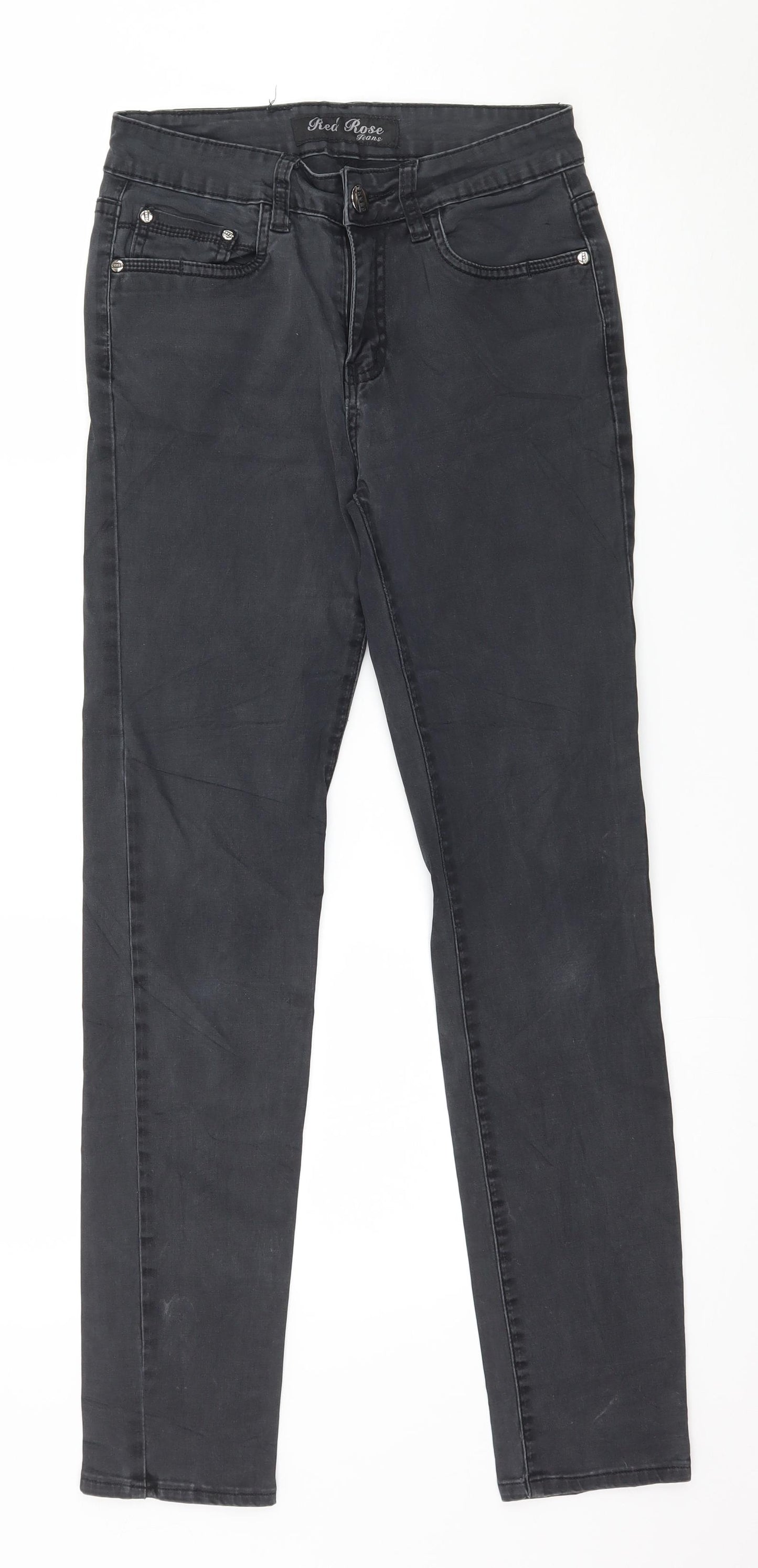 Red Rose Womens Grey  Denim Skinny Jeans Size 8 L29 in
