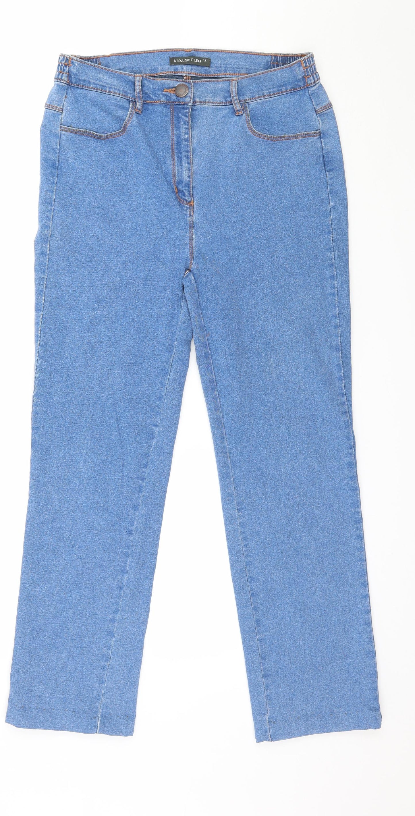 Preworn Womens Blue  Denim Straight Jeans Size 12 L26 in
