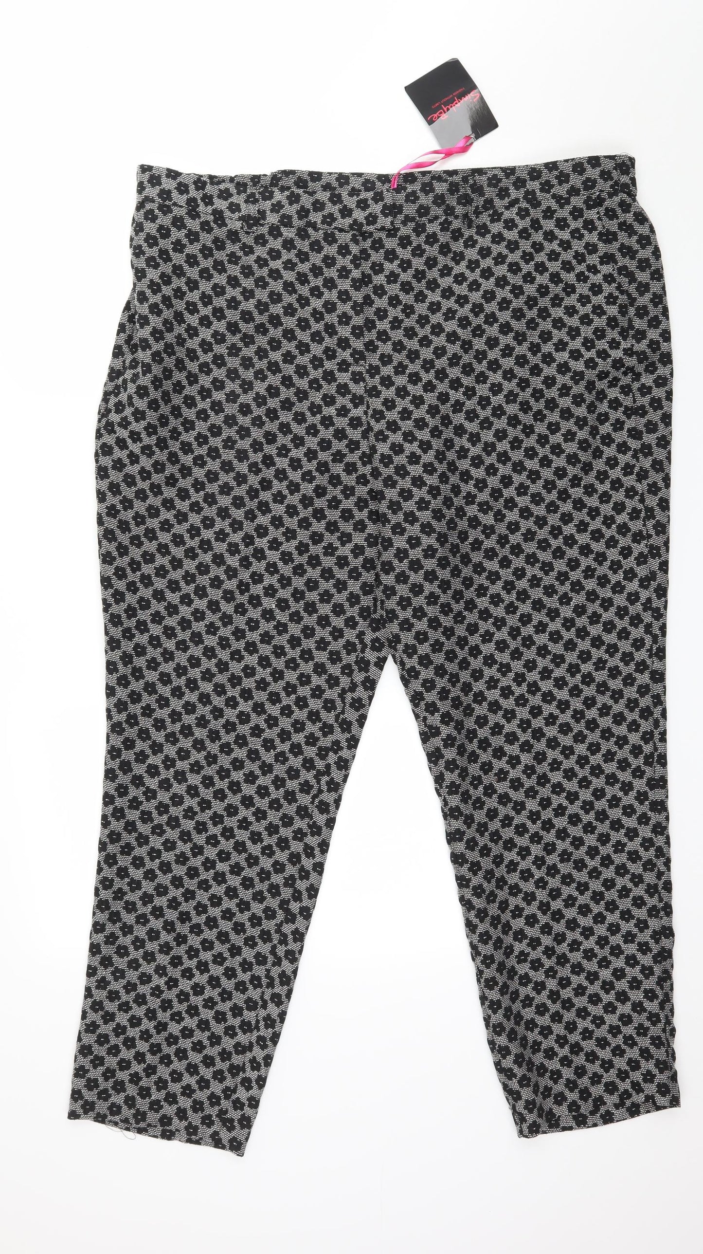 Simply Be Womens Black Floral  Trousers  Size 22 L27 in
