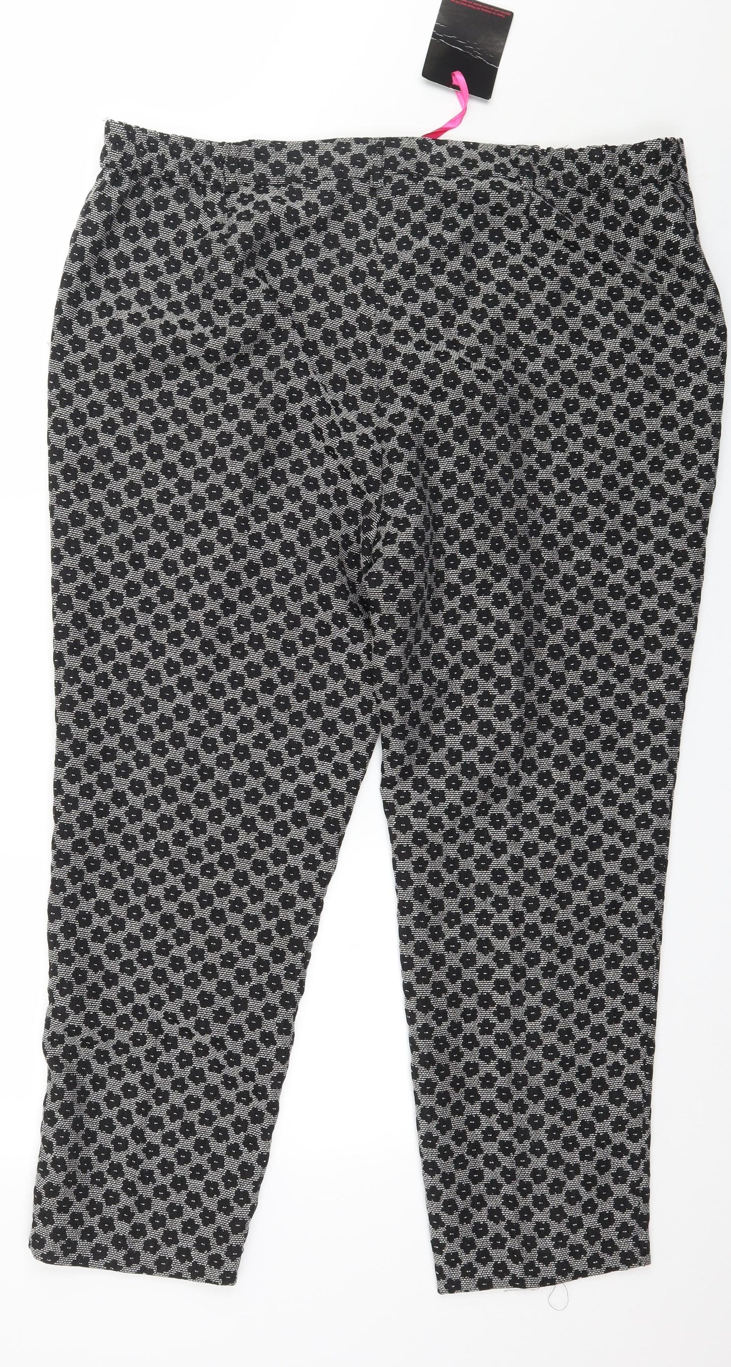 Simply Be Womens Black Floral  Trousers  Size 22 L27 in