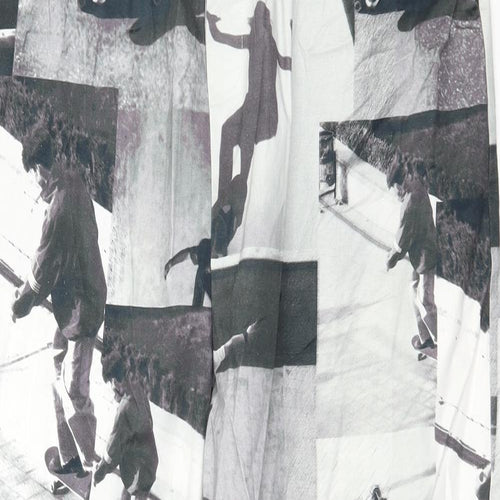 COLLUSION Mens Grey Geometric  Jogger Trousers Size L L28 in - Skater