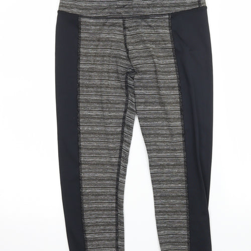 Preworn Womens Grey Striped Jersey Capri Leggings Size 28 in L20 in