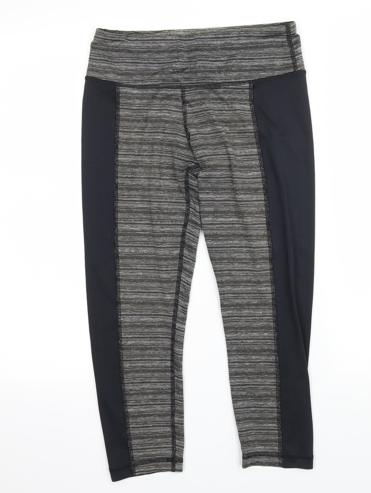 Preworn Womens Grey Striped Jersey Capri Leggings Size 28 in L20 in