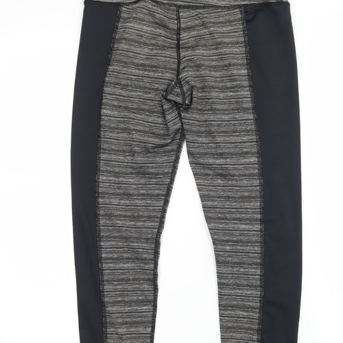 Preworn Womens Grey Striped Jersey Capri Leggings Size 28 in L20 in