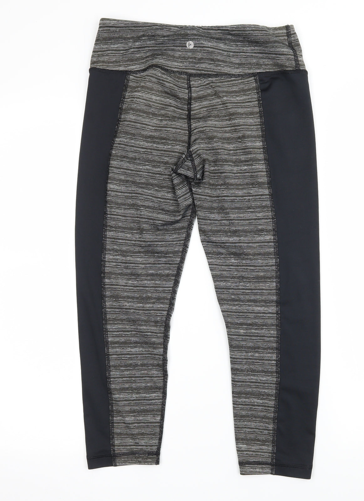 Preworn Womens Grey Striped Jersey Capri Leggings Size 28 in L20 in