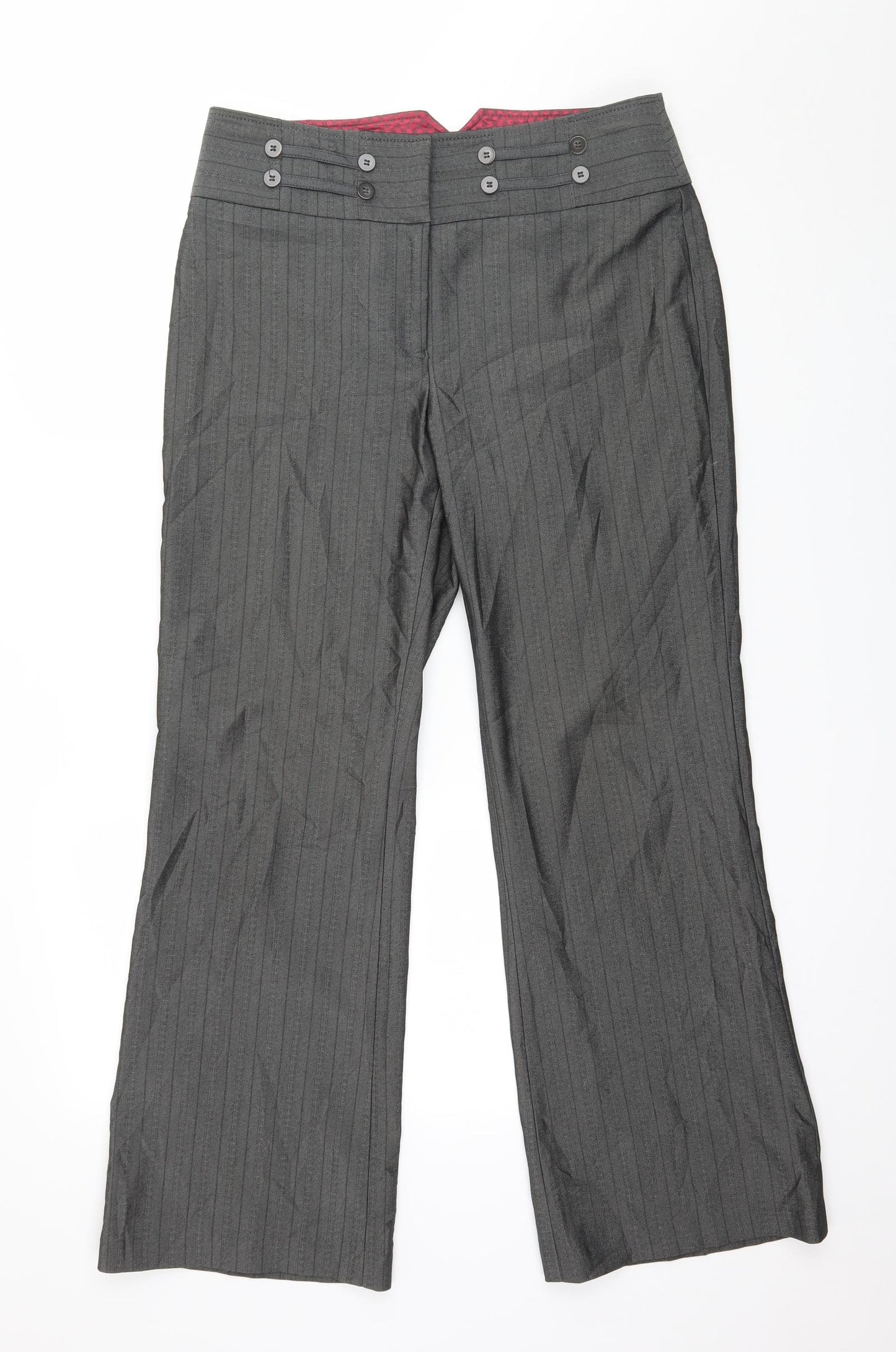 NEXT Womens Grey Striped  Trousers  Size 10 L28 in