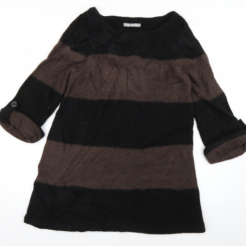 M&S Womens Brown Striped Knit Pullover Jumper Size 12