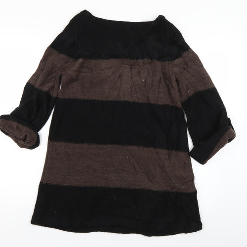 M&S Womens Brown Striped Knit Pullover Jumper Size 12