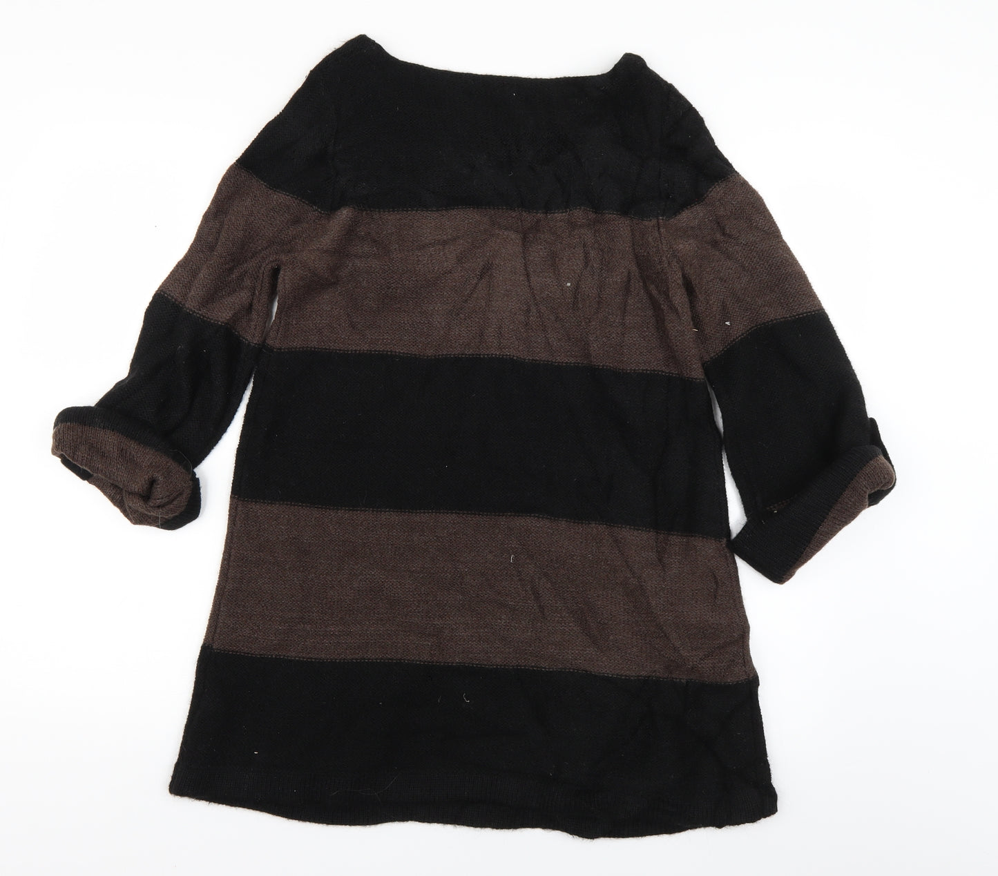 M&S Womens Brown Striped Knit Pullover Jumper Size 12