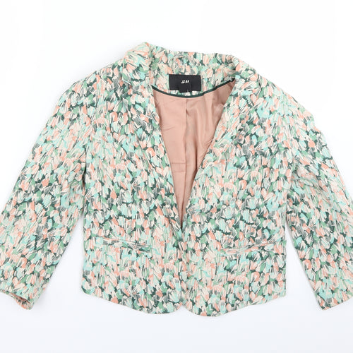 H&M Womens Green Geometric  Jacket Blazer Size 6