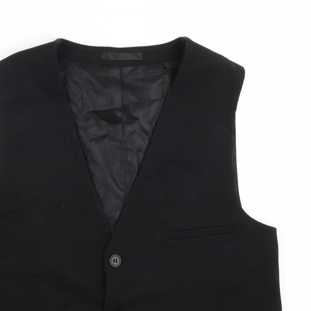 Cedar Wood State Mens Black   Jacket Suit Waistcoat Size S