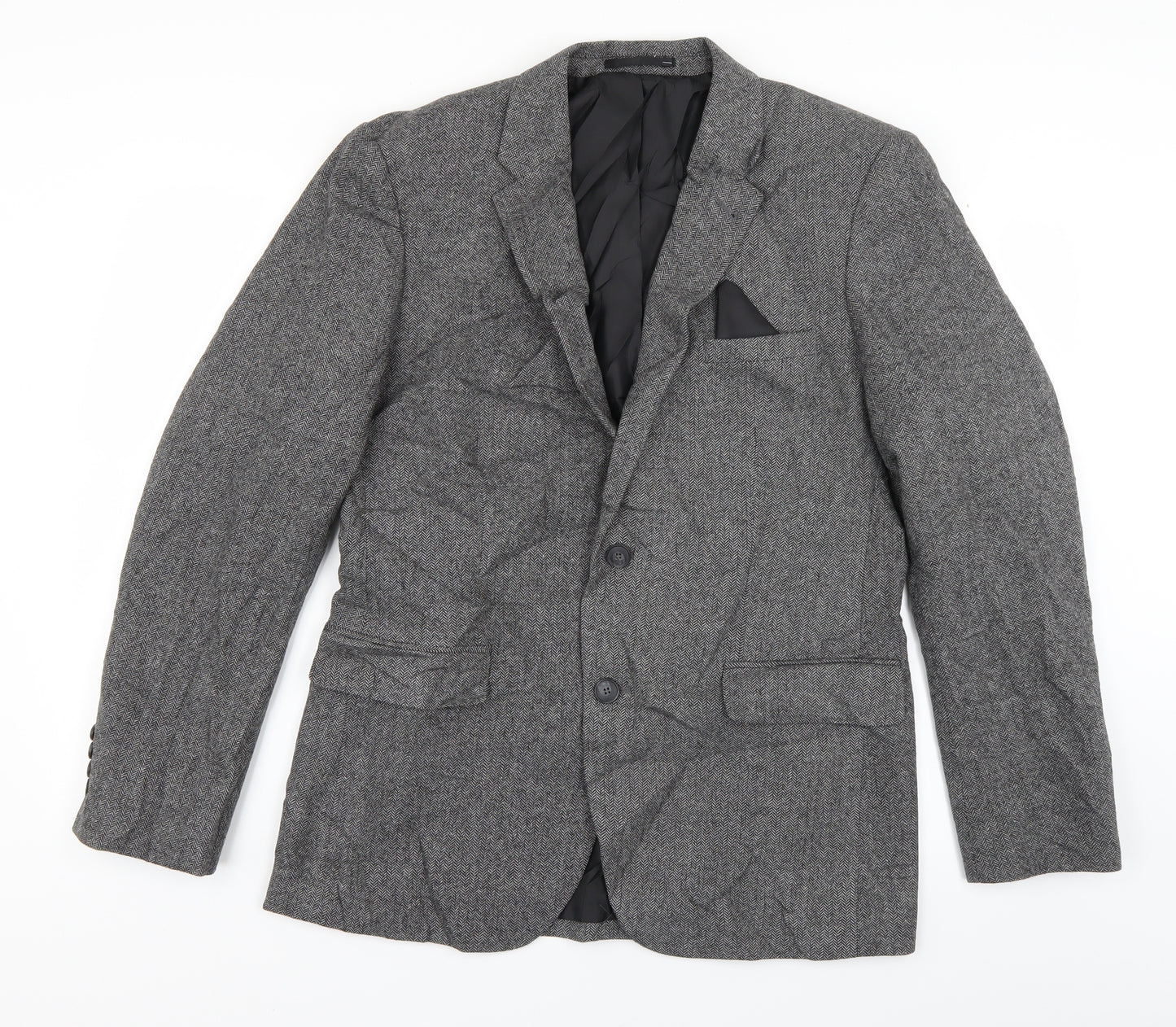 TU Mens Grey Herringbone  Jacket Blazer Size 40