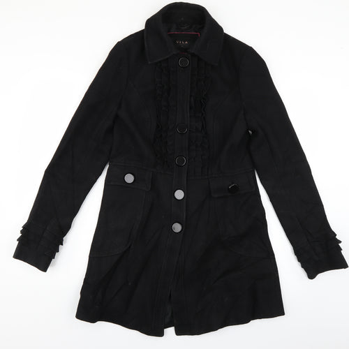 VILA Womens Black   Overcoat Coat Size S