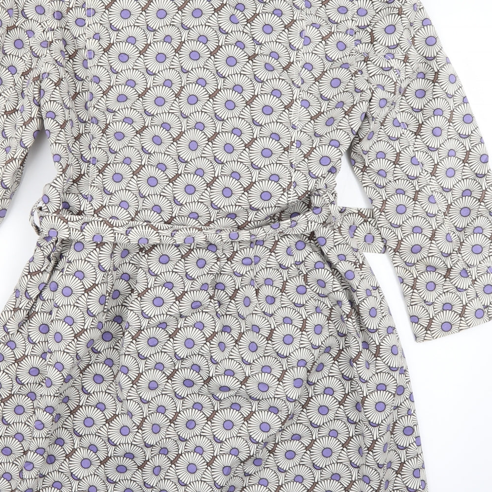 Only Womens Ivory Floral  Overcoat Coat Size M