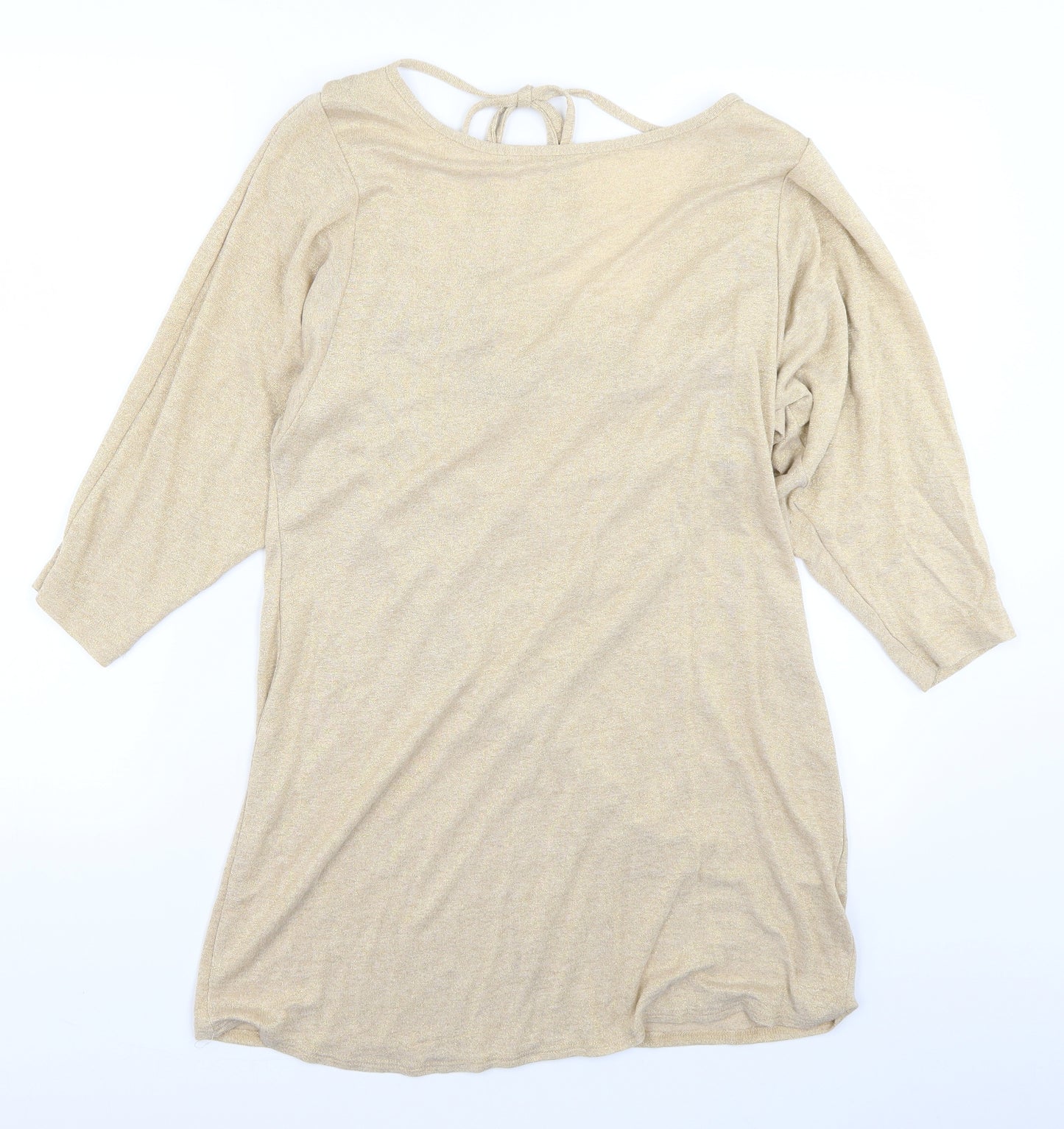Dorothy Perkins Womens Gold   Jumper Dress  Size 14  - Cowl back