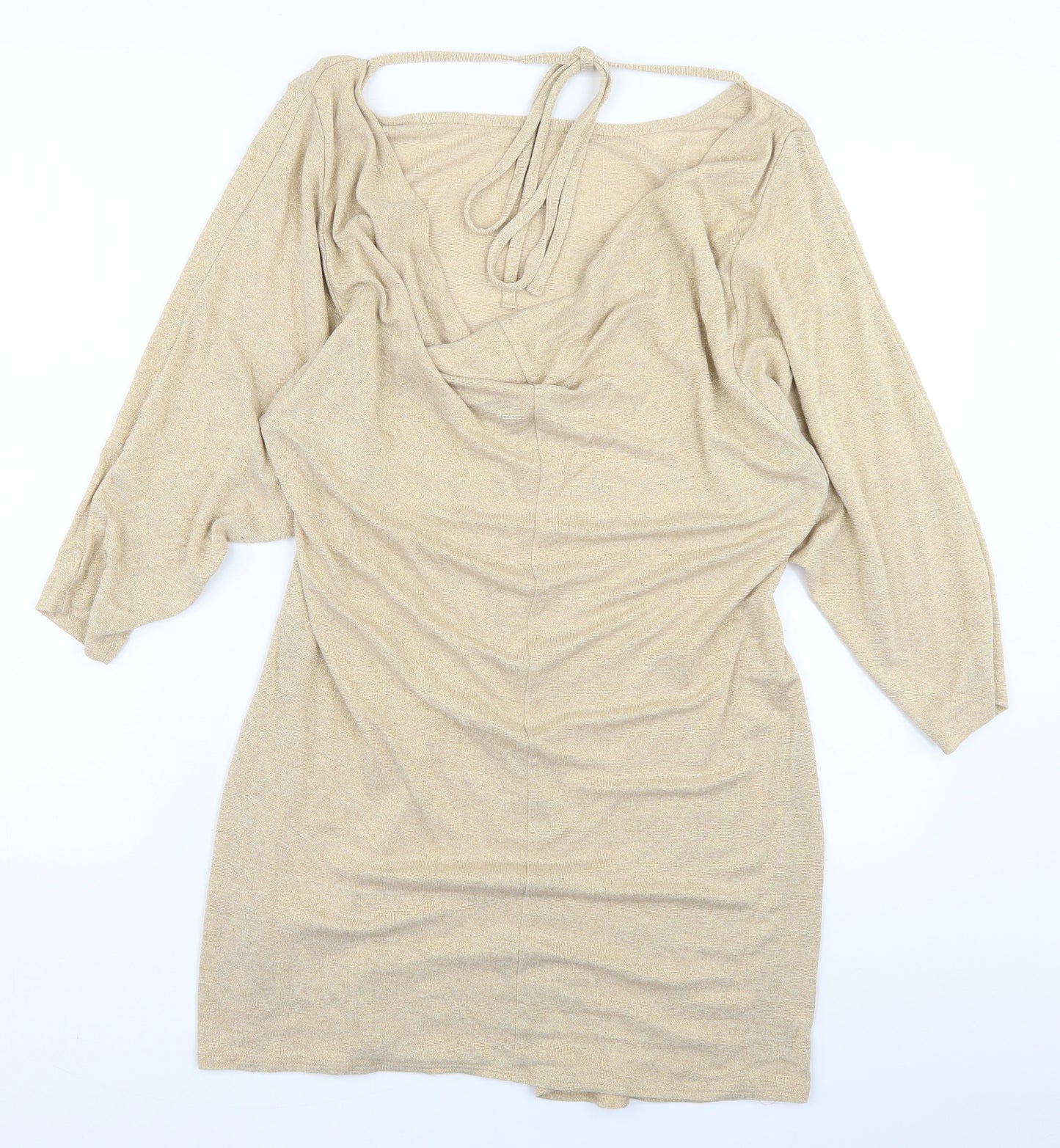 Dorothy Perkins Womens Gold   Jumper Dress  Size 14  - Cowl back