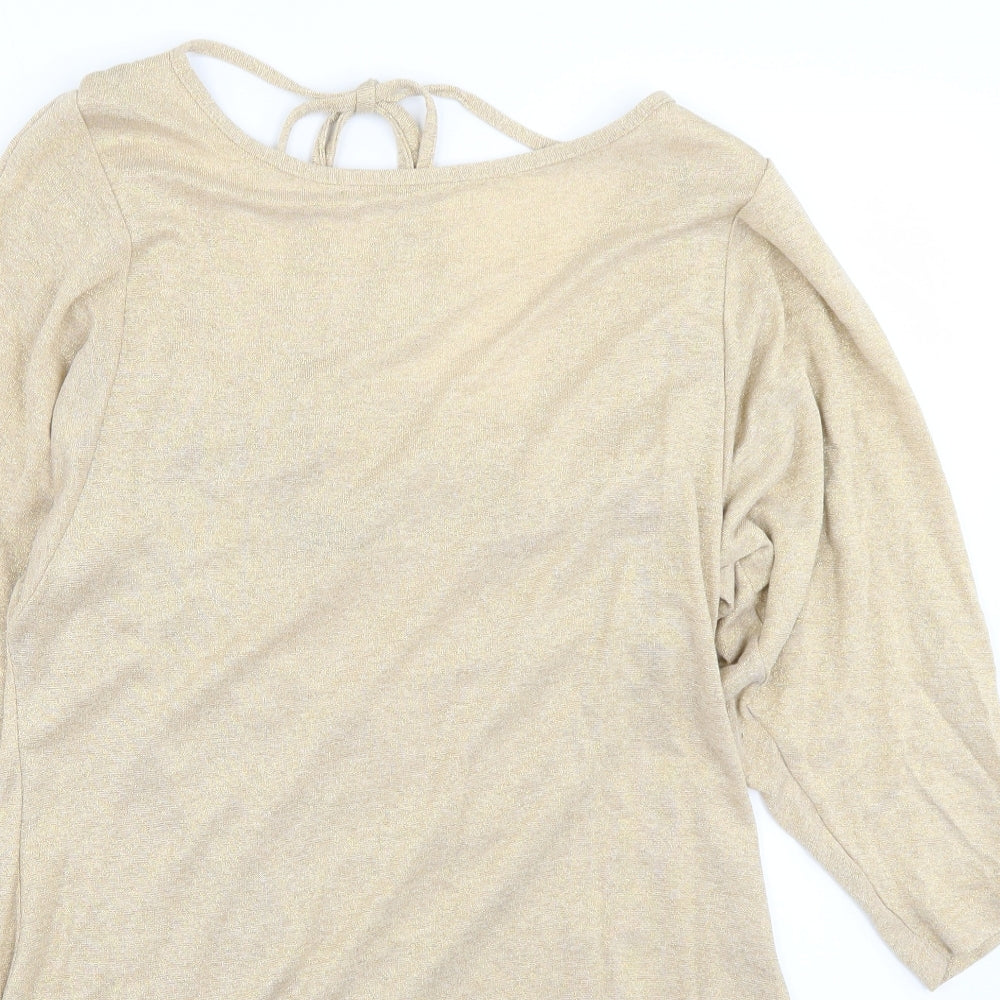 Dorothy Perkins Womens Gold   Jumper Dress  Size 14  - Cowl back