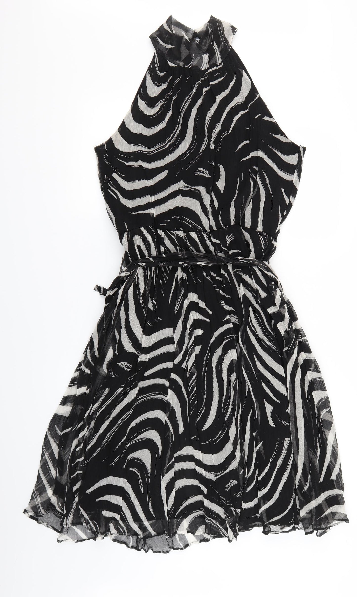 et vous Womens Black Geometric  Fit & Flare  Size 16