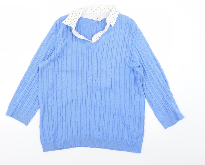 Julipa Womens Blue Knit Pullover Jumper Size 12