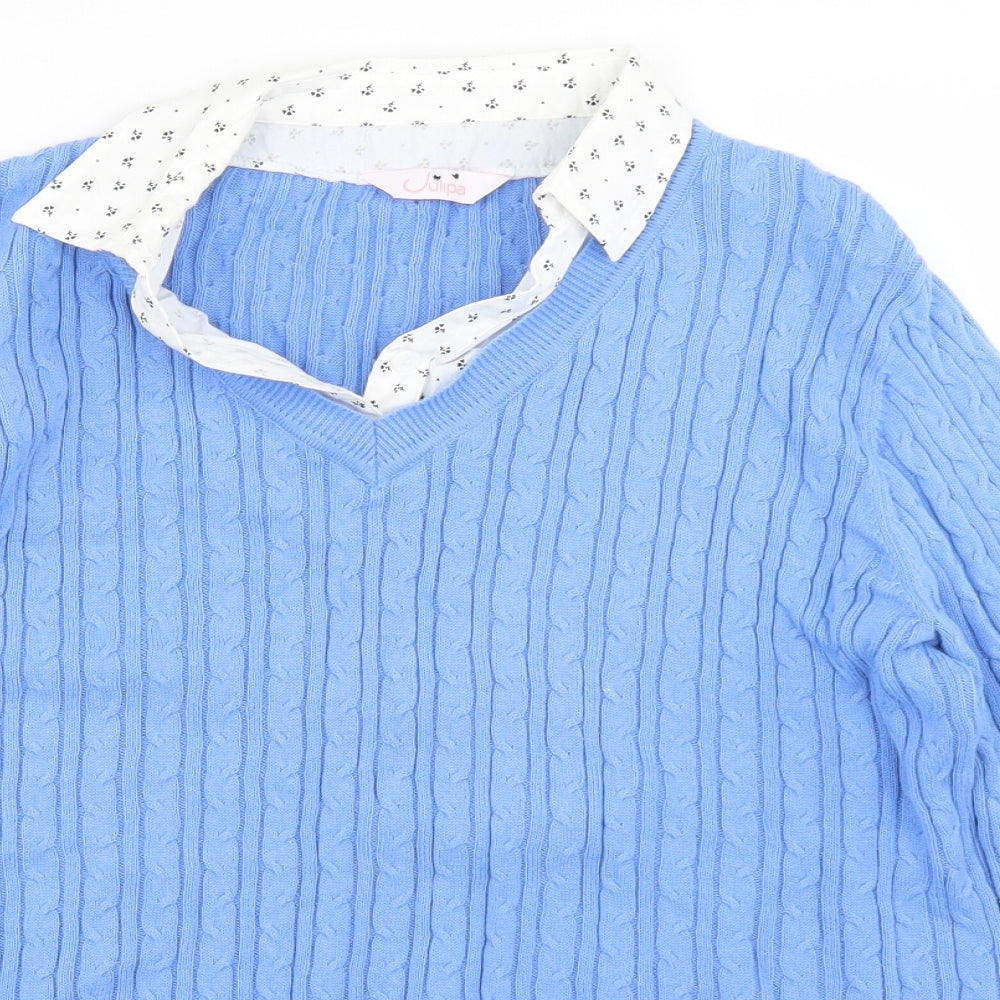 Julipa Womens Blue  Knit Pullover Jumper Size 12