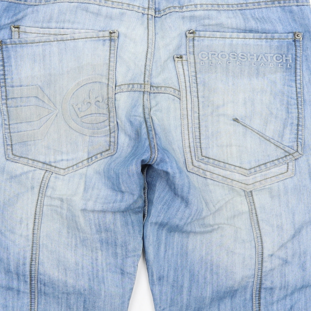 Crosshatch Mens Blue  Denim Cargo Shorts Size 34 in