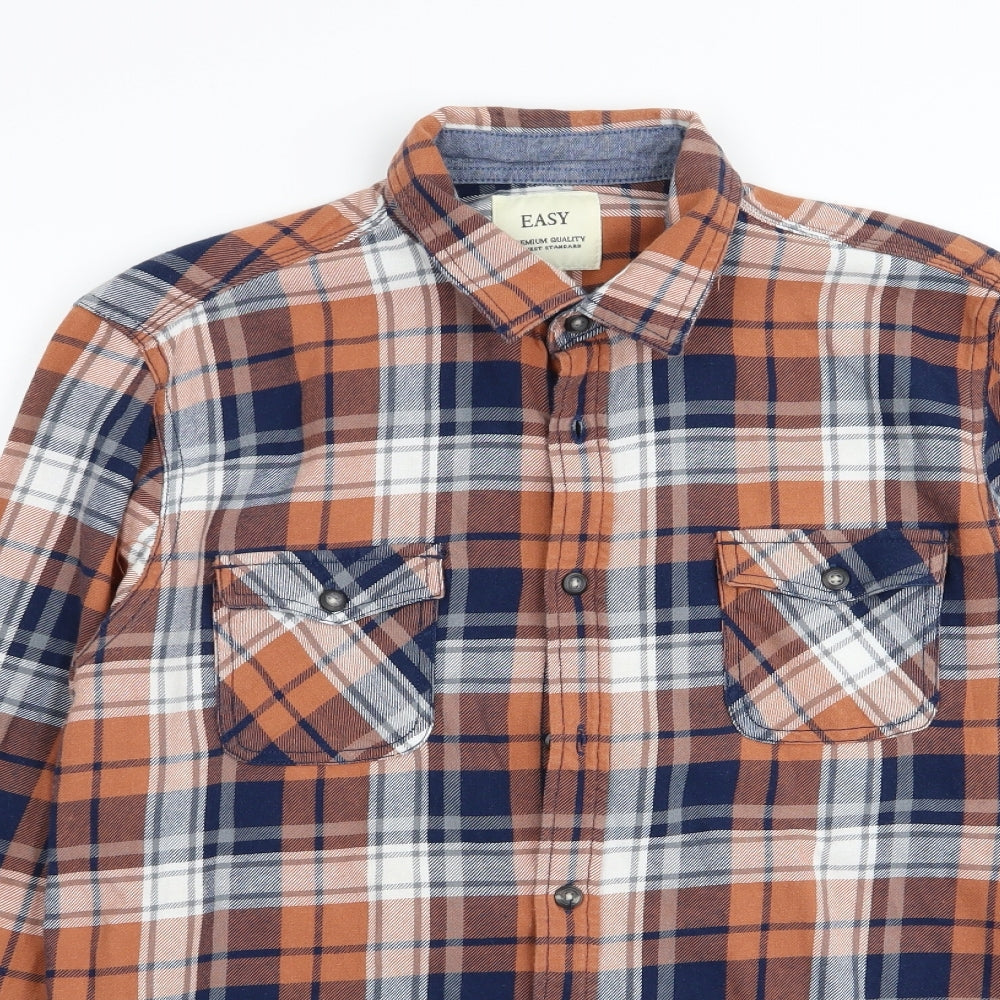 Easy Mens Multicoloured Check   Button-Up Size M