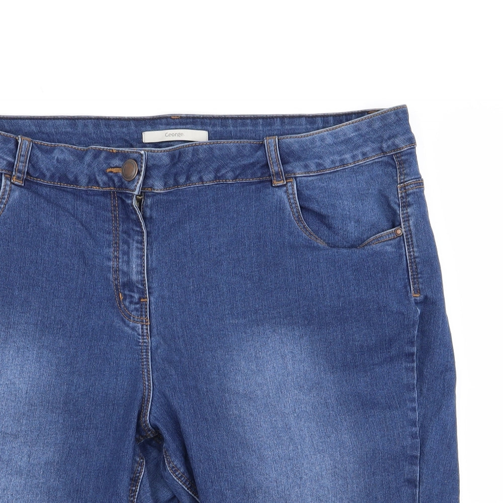 Asda George Womens Blue  Denim Chino Shorts Size 20