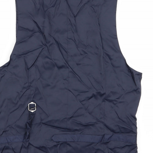 M&S Mens Blue Check  Jacket Suit Waistcoat Size M