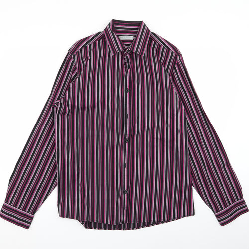 jack reid Mens Multicoloured Striped   Button-Up Size M