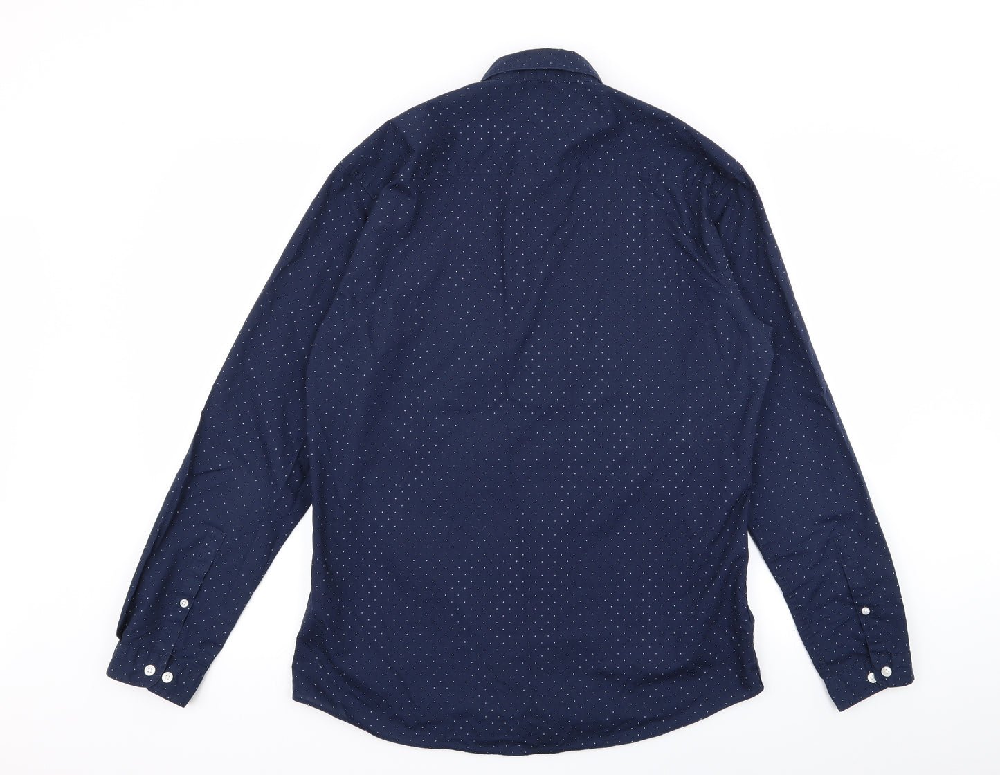 Primark Mens Blue Polka Dot   Button-Up Size L