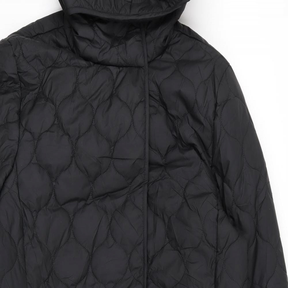M&S Womens Black   Overcoat Coat Size 12